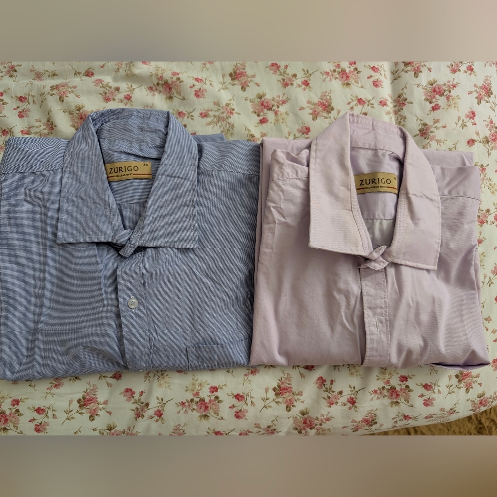 Men's Elegant Blue and Pink Dress Shirts